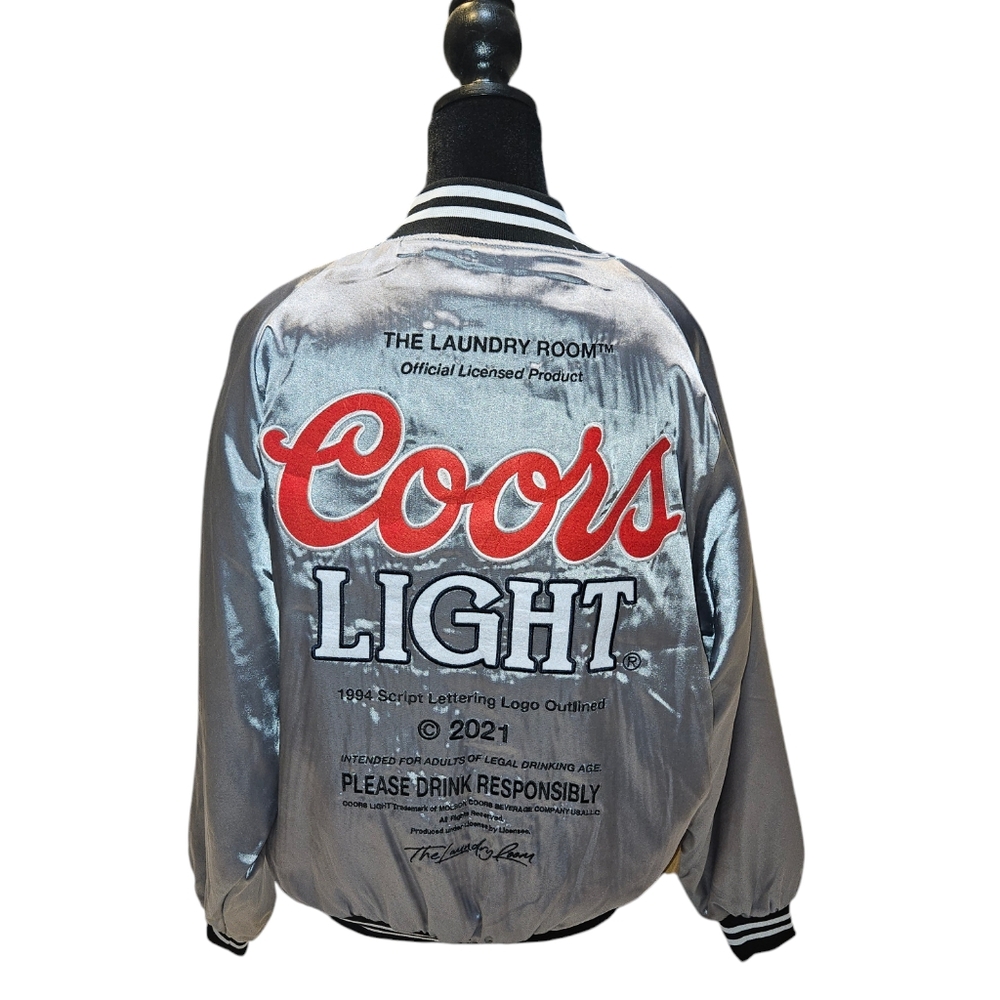Laundry Room Coors Light Varsity Bomber Jacket in SIlver
